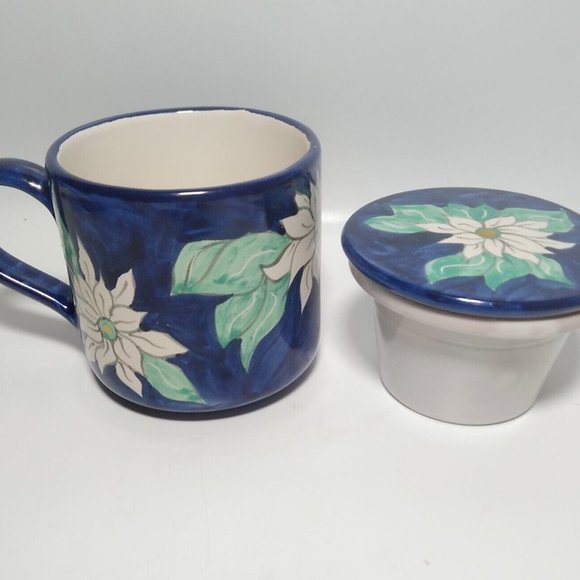Studio Signed Ceramic Tea Cup with Lid and infuser Coffee Mug 12 oz. Gift Idea - Picture 1 of 8